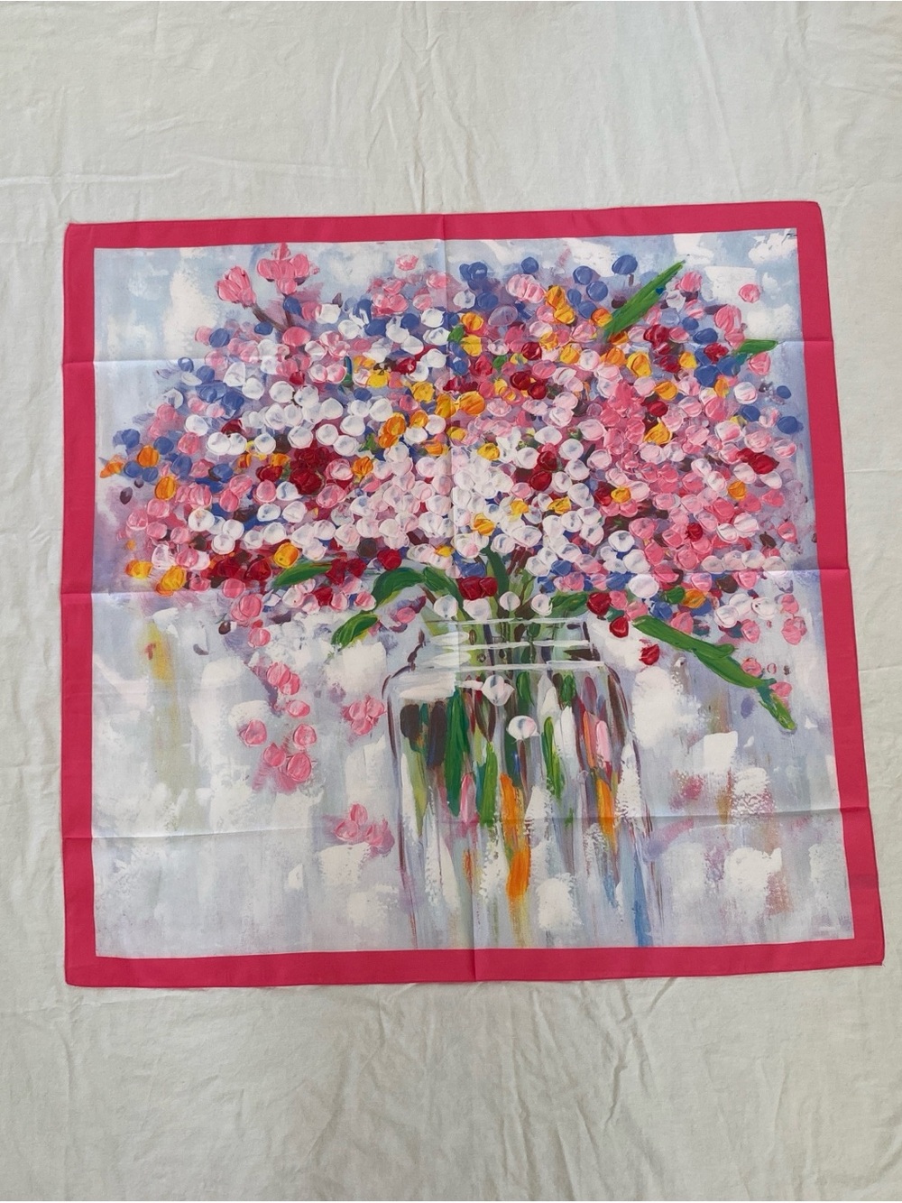 Floral Pink Silk Scarf Wrap - Women Accessories - Picture 8 of 11